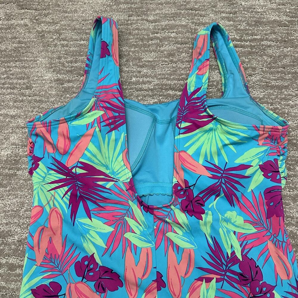 Lands' End Swimsuit Womens 16L Blue Floral Tropical One Piece Bathing Suit - Picture 5 of 13
